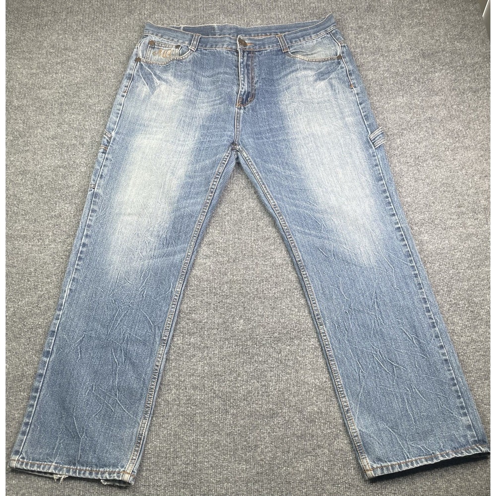 Makaveli Branded Carpenter Jeans Mens 38‎ Blue Denim Utility Hammer Loop Hip Hop